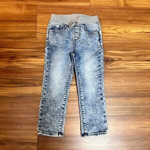 Wonder Nation Jeans Kids 4T Blue Denim Medium Wash Drawstring Straight Leg Retro
